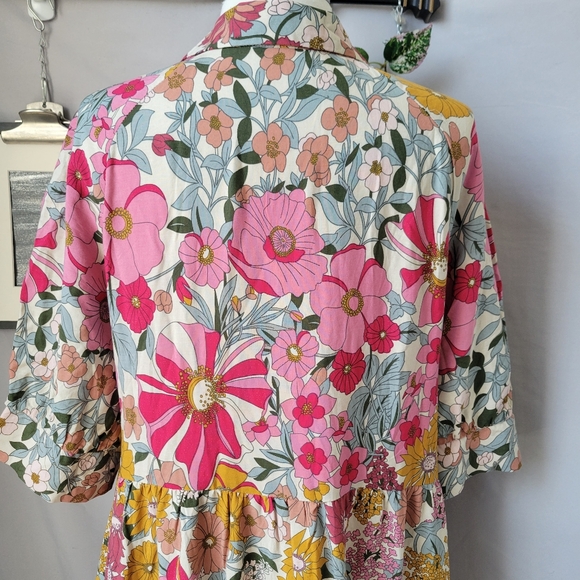 Natural Life Rebecca Midi Dress Vintage Floral Pink M - Picture 5 of 16